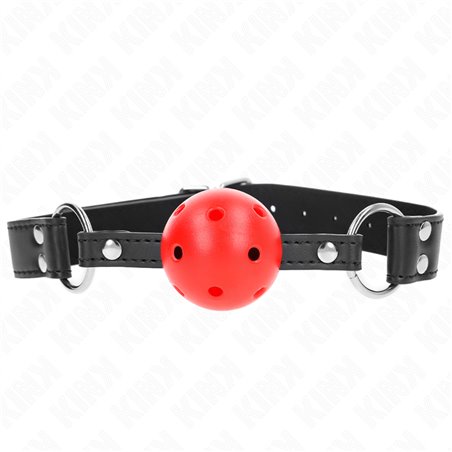 Kink - Bavaglio Nero 62,5x2,5 Cm con Palla Traspirante Rossa 4 Cm