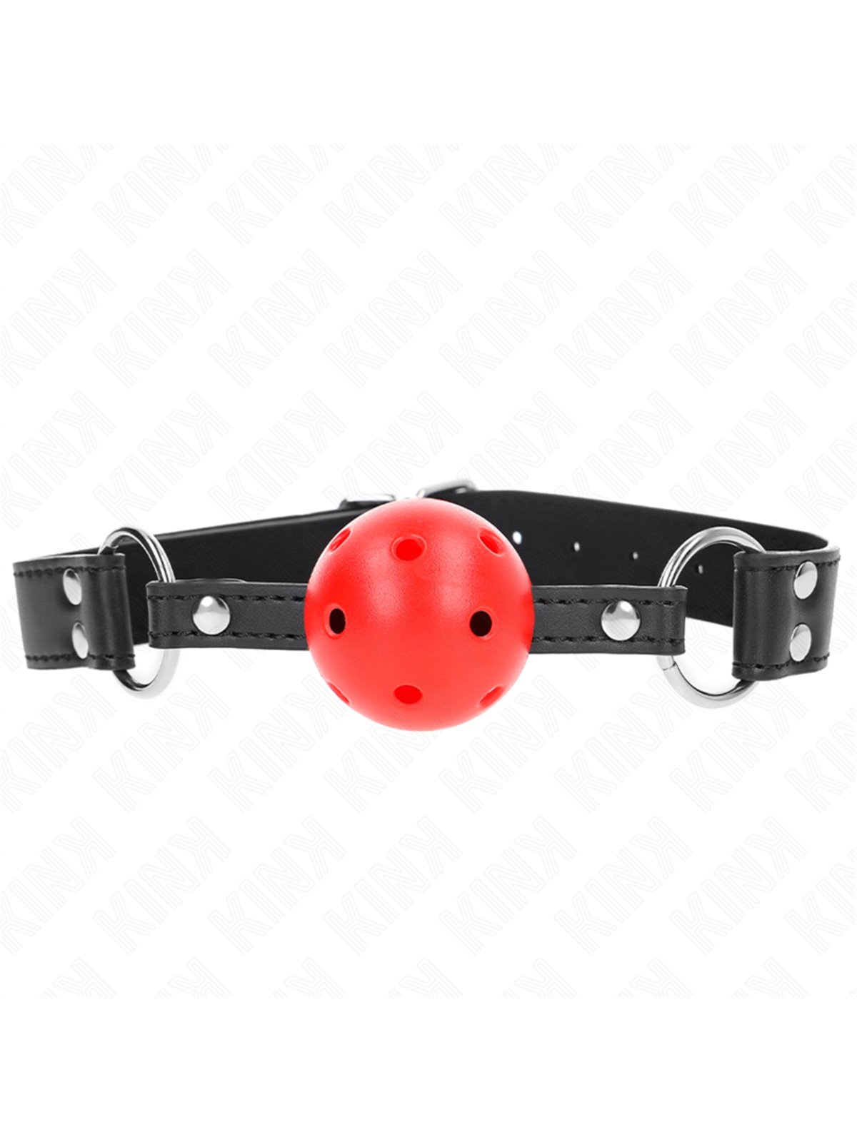 Kink - Bavaglio Nero 62,5x2,5 Cm con Palla Traspirante Rossa 4 Cm