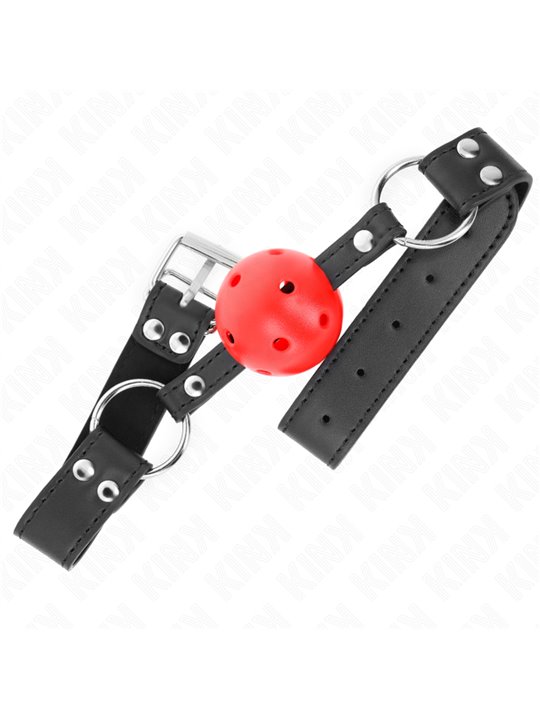 Kink - Bavaglio Nero 62,5x2,5 Cm con Palla Traspirante Rossa 4 Cm