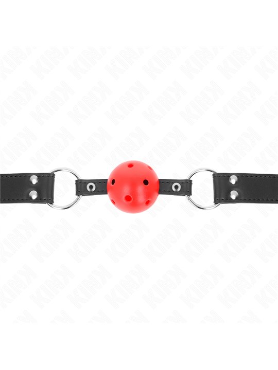 Kink - Bavaglio Nero 62,5x2,5 Cm con Palla Traspirante Rossa 4 Cm