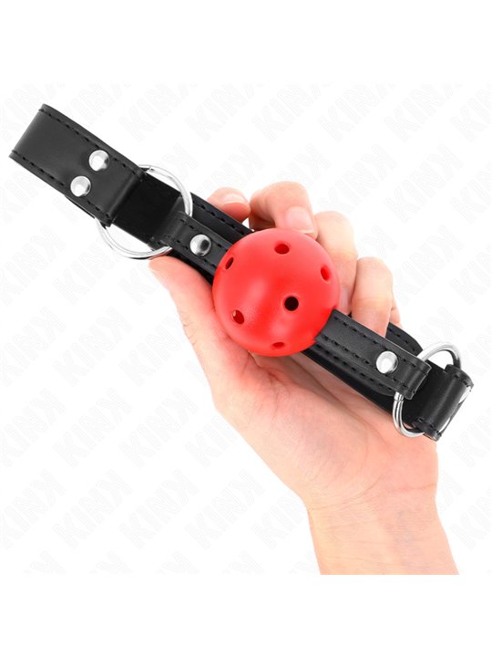 Kink - Bavaglio Nero 62,5x2,5 Cm con Palla Traspirante Rossa 4 Cm