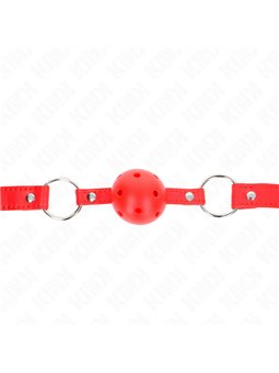 Kink - Breathable Ball 4 Cm Gag With Double Rivet Model 1 Red 62.5 X 2.5 Cm Adjustable 42-58 Cm