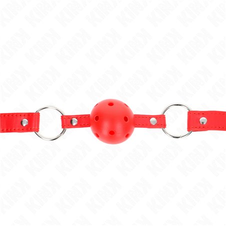 Kink - Bavaglio Rosso con Palla Traspirante 4 Cm Rossa con Rivetti