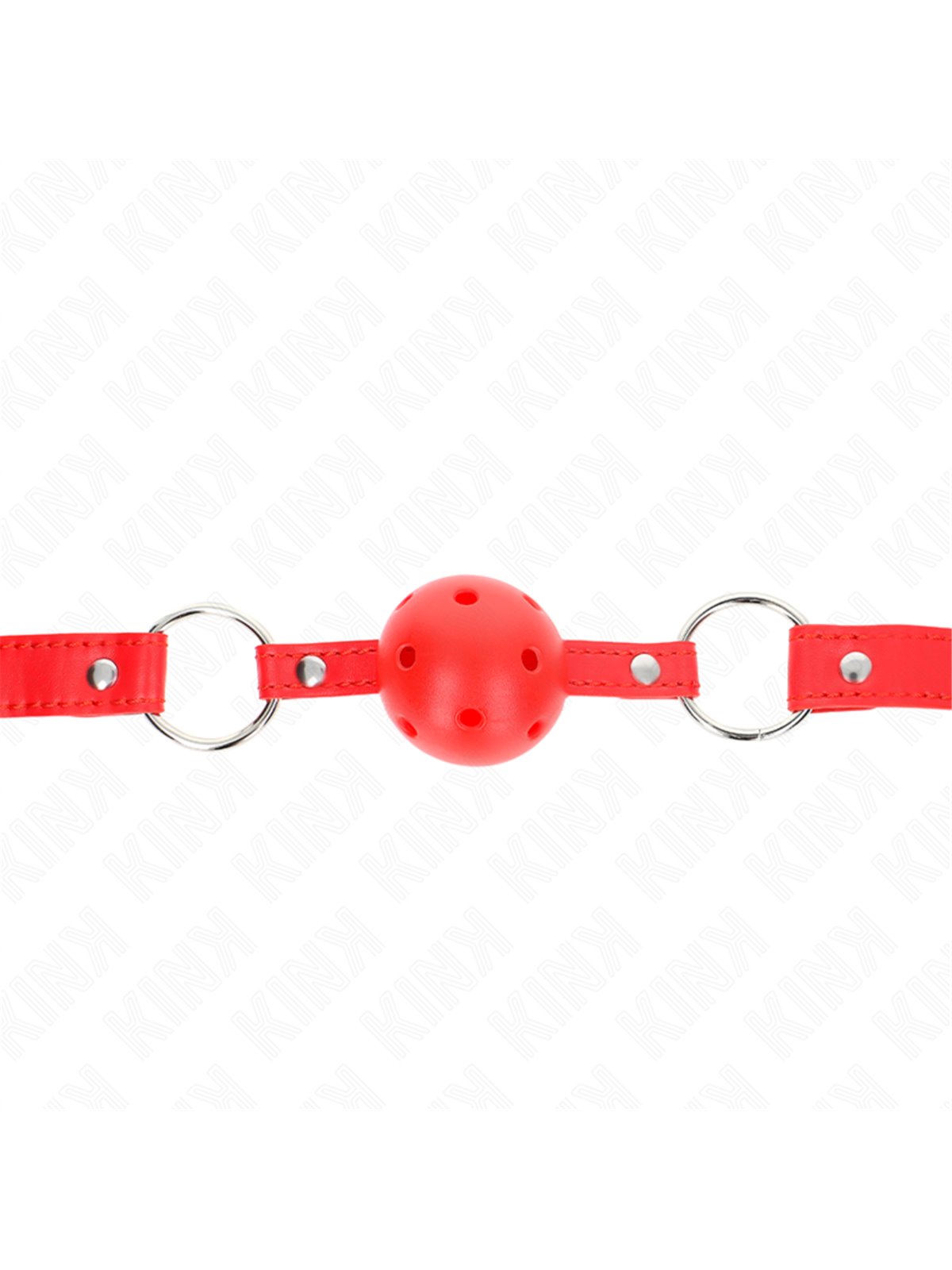 Kink - Bavaglio Rosso con Palla Traspirante 4 Cm Rossa con Rivetti