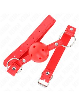 Kink - Bavaglio Rosso con Palla Traspirante 4 Cm Rossa con Rivetti