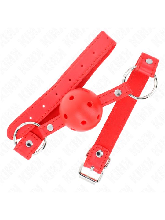Kink - Breathable Ball 4 Cm Gag With Double Rivet Model 1 Red 62.5 X 2.5 Cm Adjustable 42-58 Cm