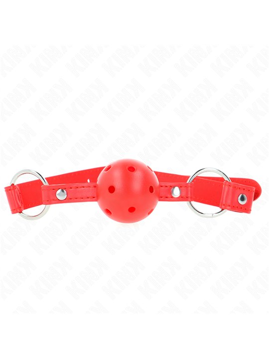 Kink - Breathable Ball 4 Cm Gag With Double Rivet Model 1 Red 62.5 X 2.5 Cm Adjustable 42-58 Cm