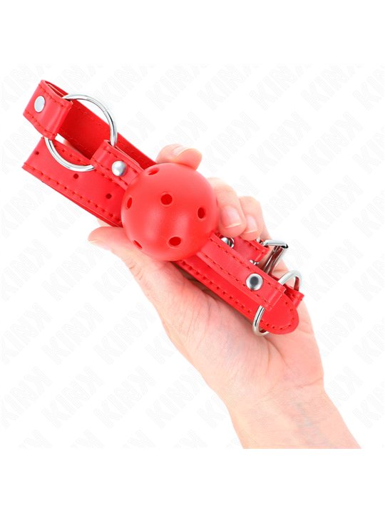 Kink - Breathable Ball 4 Cm Gag With Double Rivet Model 1 Red 62.5 X 2.5 Cm Adjustable 42-58 Cm