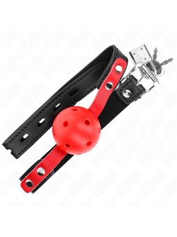 Kink - Bavaglio Nero 65x1,5 Cm in Ecopelle con Palla Rossa Trasp. 4 Cm
