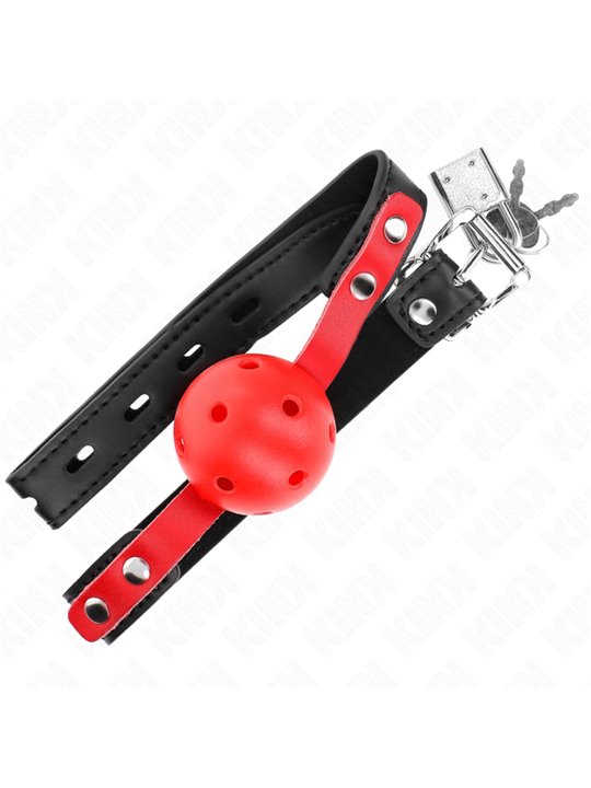 Kink - Bavaglio Nero 65x1,5 Cm in Ecopelle con Palla Rossa Trasp. 4 Cm