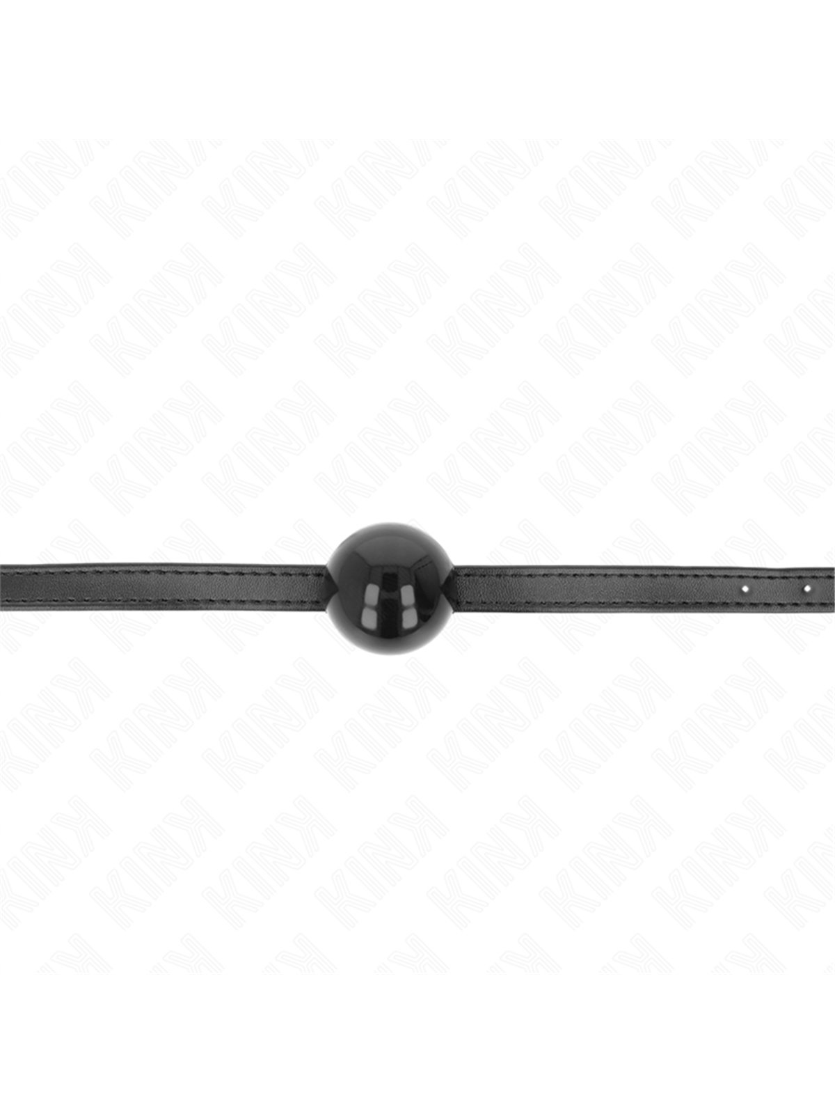 Kink - Bavaglio Nero in Pelle Vegana 60x2 Cm con Palla Nera 4 Cm