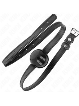 Kink - Bavaglio Nero in Pelle Vegana 60x2 Cm con Palla Nera 4 Cm