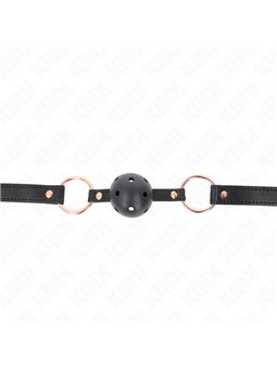 Kink - Bavaglio Nero in Ecopelle 60x2 Cm con Palla Nera Traspirante 4 Cm