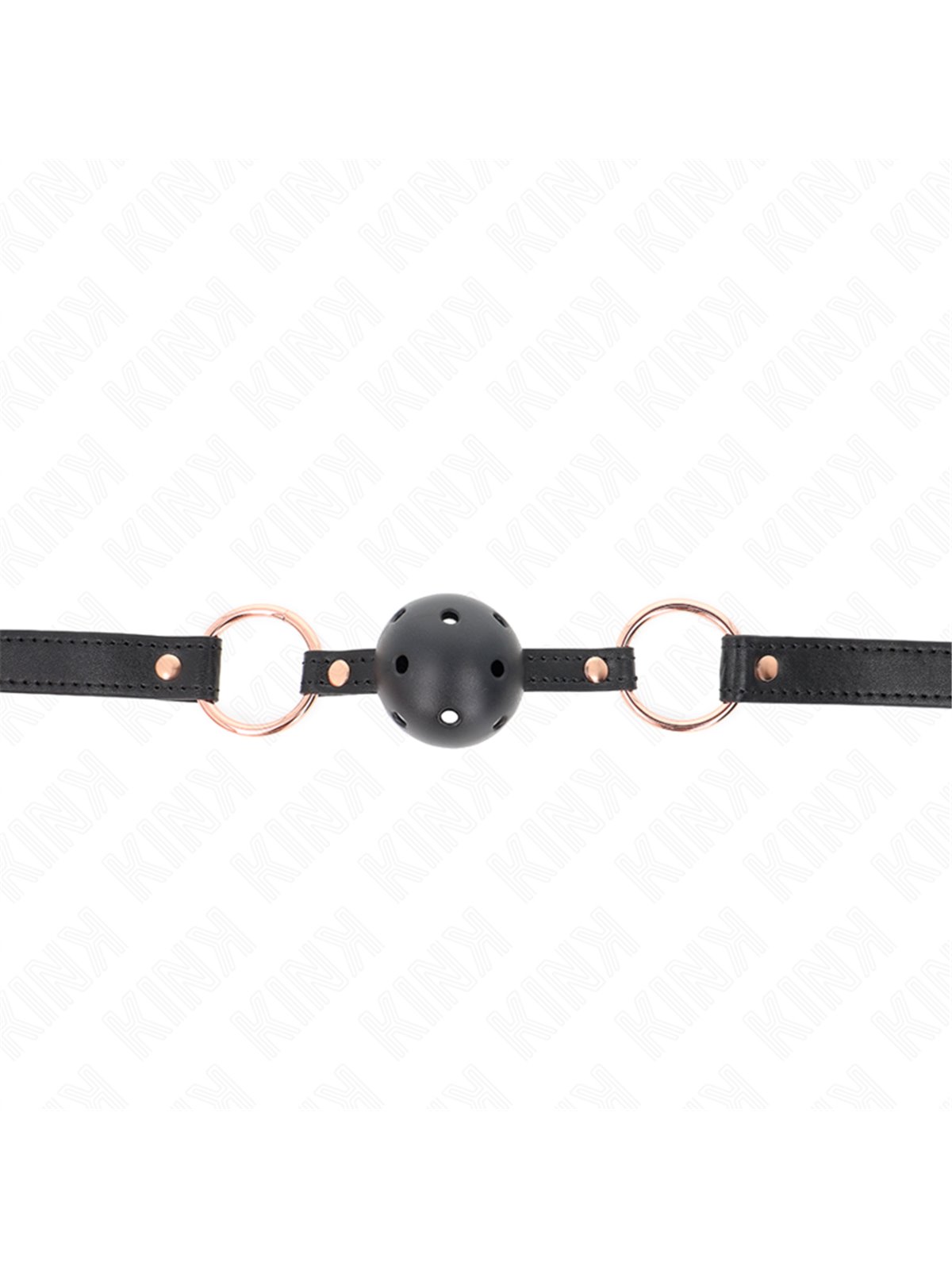 Kink - Bavaglio Nero in Ecopelle 60x2 Cm con Palla Nera Traspirante 4 Cm