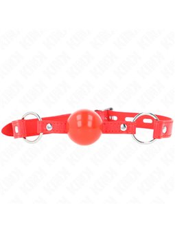 Kink - Bavaglio Rosso in TPE 60x2 Cm con Lucchetto e Palla Rossa 4 Cm