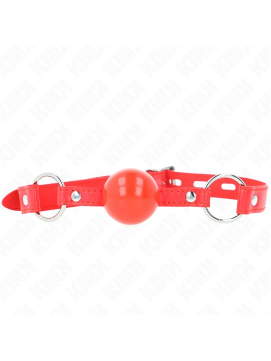 Kink - Bavaglio Rosso in TPE 60x2 Cm con Lucchetto e Palla Rossa 4 Cm