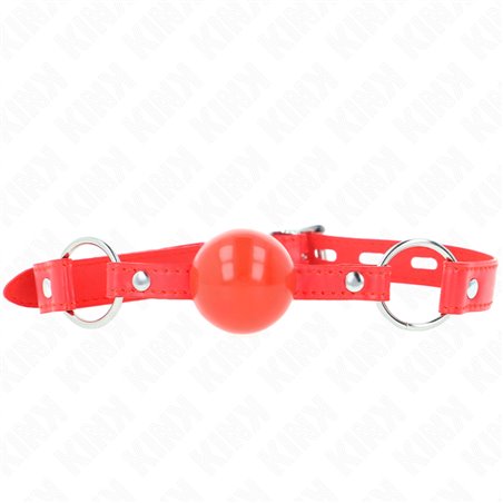 Kink - Bavaglio Rosso in TPE 60x2 Cm con Lucchetto e Palla Rossa 4 Cm