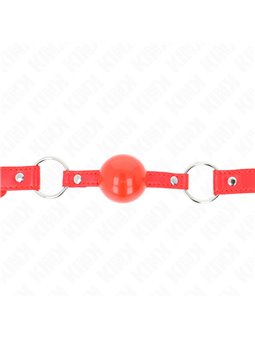 Kink - Bavaglio Rosso in TPE 60x2 Cm con Lucchetto e Palla Rossa 4 Cm