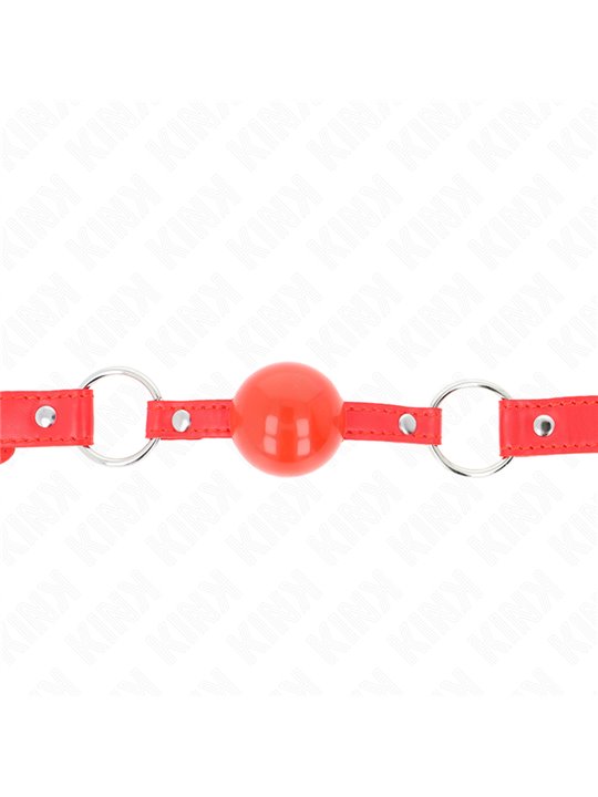 Kink - Bavaglio Rosso in TPE 60x2 Cm con Lucchetto e Palla Rossa 4 Cm