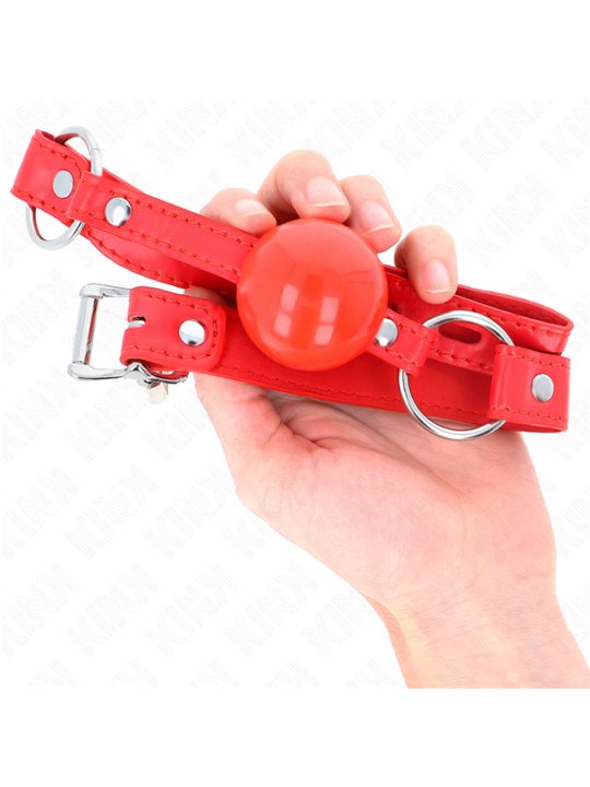 Kink - Bavaglio Rosso in TPE 60x2 Cm con Lucchetto e Palla Rossa 4 Cm