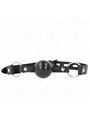 Kink - Bavaglio Nero 60x2 Cm in Pelle Vegana con Palla Nera 4 Cm