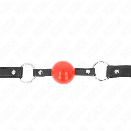 Kink - Bavaglio Nero in TPE 60x2 Cm con Lucchetto e Palla Rossa 4 Cm