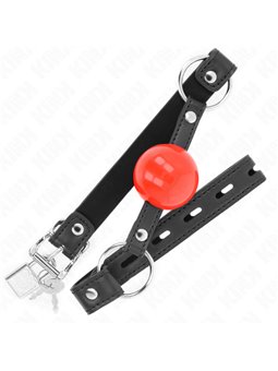 Kink - Bavaglio Nero in TPE 60x2 Cm con Lucchetto e Palla Rossa 4 Cm