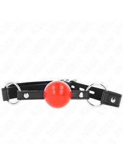 Kink - Bavaglio Nero in TPE 60x2 Cm con Lucchetto e Palla Rossa 4 Cm
