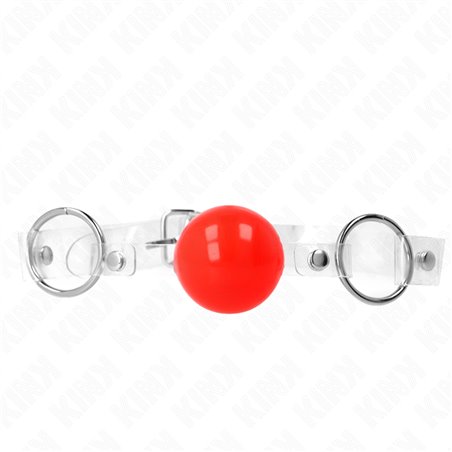 Kink - Bavaglio in PVC Trasparente Regolabile con Palla Rossa 4 Cm