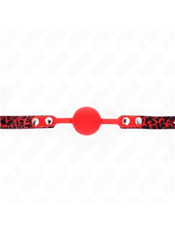 Kink - Bavaglio Nero 60x2 Cm in Pelle Vegana con Palla Rossa 4 Cm Mod. 2