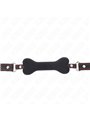 Kink - Bavaglio Nero in Pelle Vegana 63x2 Cm con Osso Nero 12 Cm