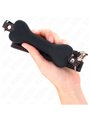 Kink - Bavaglio Nero in Pelle Vegana 63x2 Cm con Osso Nero 12 Cm