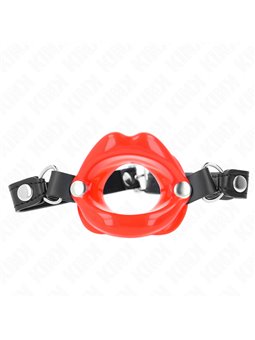 Kink - Lip 8 Cm Gag With Red Leatherette Strap 63 X 2 Cm Adjustable 39-58 Cm