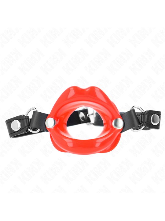 Kink - Lip 8 Cm Gag With Red Leatherette Strap 63 X 2 Cm Adjustable 39-58 Cm