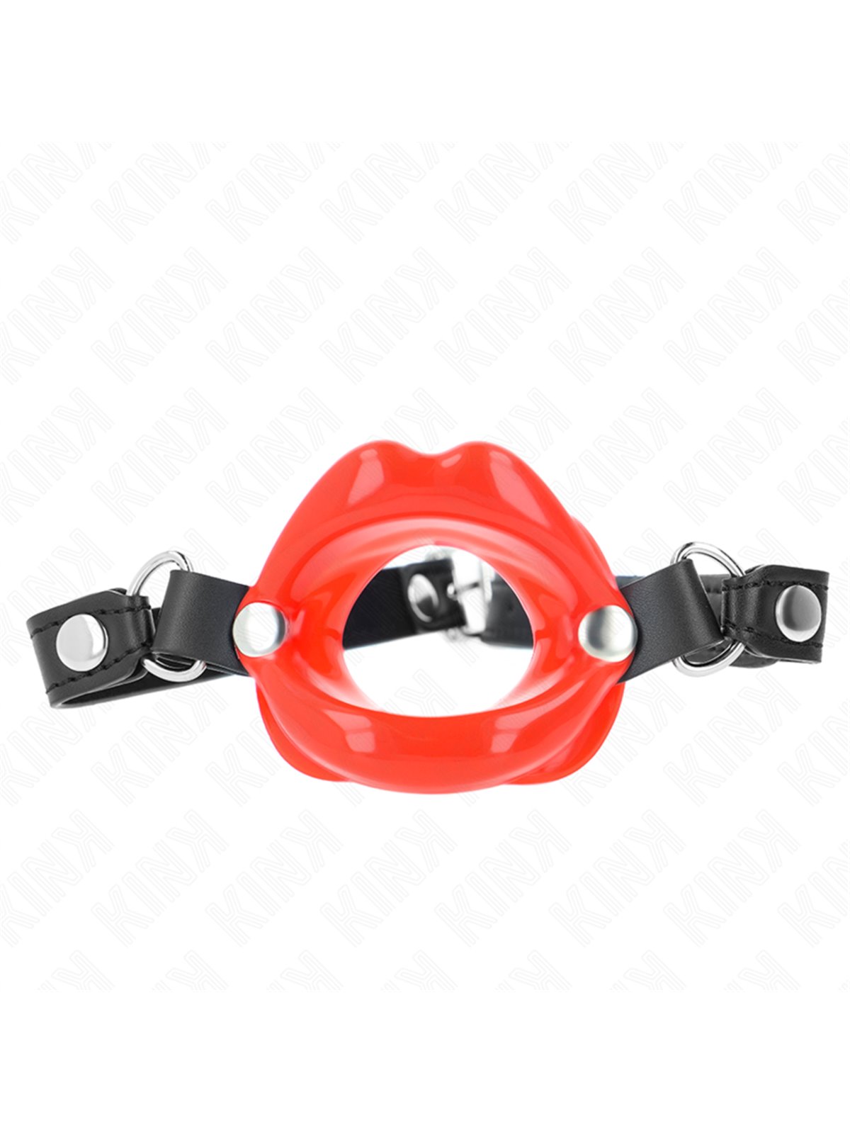 Kink - Lip 8 Cm Gag With Red Leatherette Strap 63 X 2 Cm Adjustable 39-58 Cm