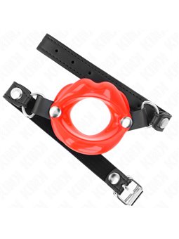Kink - Lip 8 Cm Gag With Red Leatherette Strap 63 X 2 Cm Adjustable 39-58 Cm