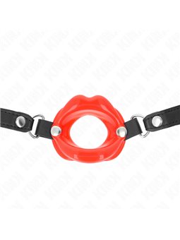 Kink - Lip 8 Cm Gag With Red Leatherette Strap 63 X 2 Cm Adjustable 39-58 Cm
