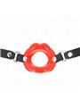 Kink - Lip 8 Cm Gag With Red Leatherette Strap 63 X 2 Cm Adjustable 39-58 Cm