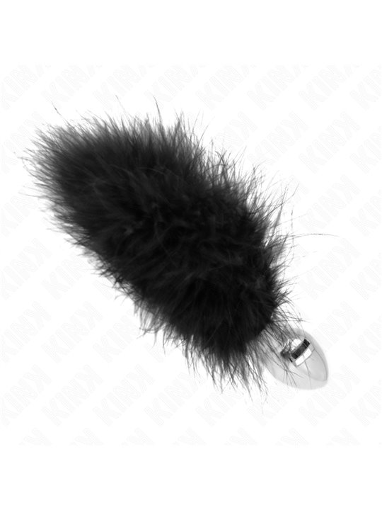 Kink - Plug Anale in Acciaio Inossidabile 11x7 Cm con Piuma Nera 11 Cm