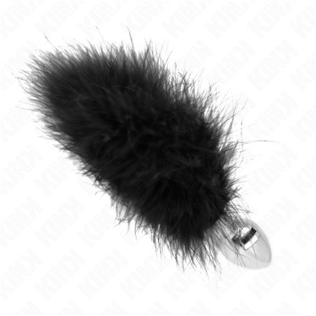 Kink - Plug Anale in Acciaio Inossidabile 11x7 Cm con Piuma Nera 11 Cm