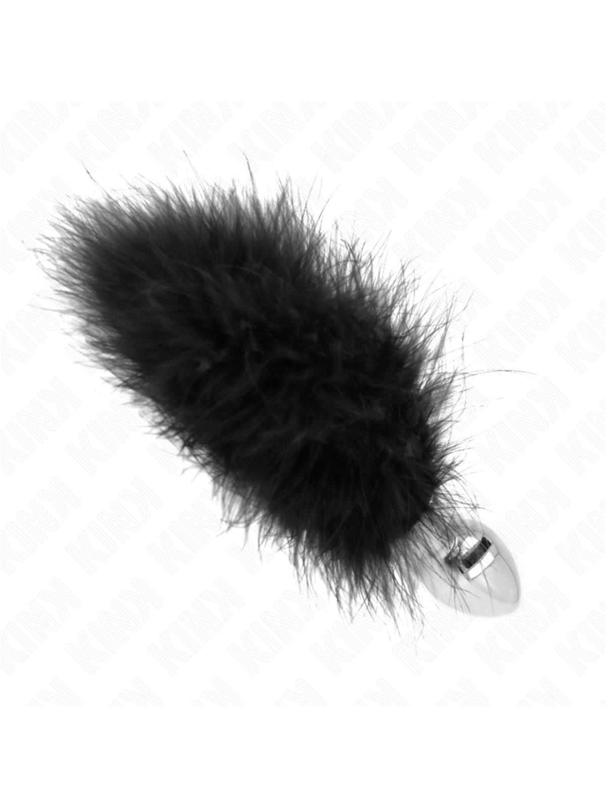 Kink - Plug Anale in Acciaio Inossidabile 11x7 Cm con Piuma Nera 11 Cm