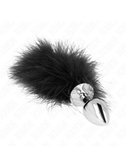 Kink - Plug Anale in Acciaio Inossidabile 11x7 Cm con Piuma Nera 11 Cm