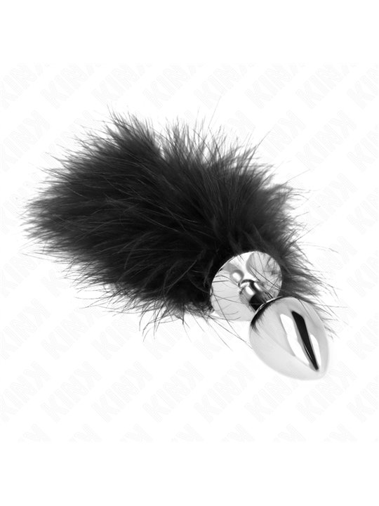 Kink - Plug Anale in Acciaio Inossidabile 11x7 Cm con Piuma Nera 11 Cm