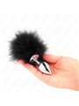 Kink - Plug Anale in Acciaio Inossidabile 11x7 Cm con Piuma Nera 11 Cm