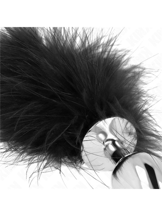 Kink - Plug Anale in Acciaio Inossidabile 11x7 Cm con Piuma Nera 11 Cm