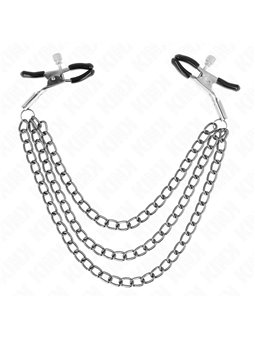 Kink - Morsetti a Vite per Capezzoli con 3 Catene 20/23/28 Cm Nero