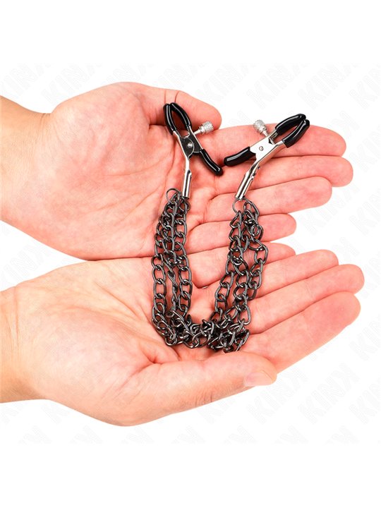 Kink - Nipple Clamps With 3 Chains Black 20/23/28 Cm
