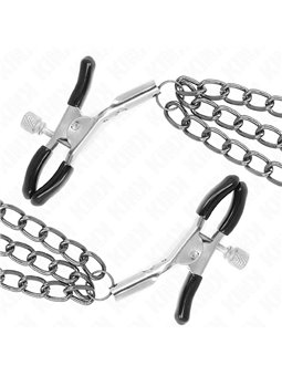 Kink - Morsetti a Vite per Capezzoli con 3 Catene 20/23/28 Cm Nero
