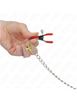Kink - Morsetti a Vite per Capezzoli e Clitoride con Catena 30 Cm Rosso