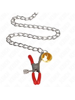 Kink - Morsetti a Vite per Capezzoli e Clitoride con Catena 30 Cm Rosso